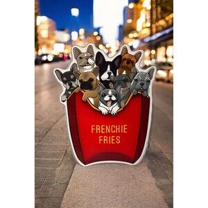 French Bulldog & French Fries Sticker - Perfect for Car, Fridge, Laptop 4" x 3"